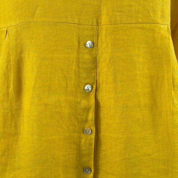 TERZO MILLENNIO Oversized 100% Linen Tunic Blouse in Yellow Size Small - Picture 8 of 8